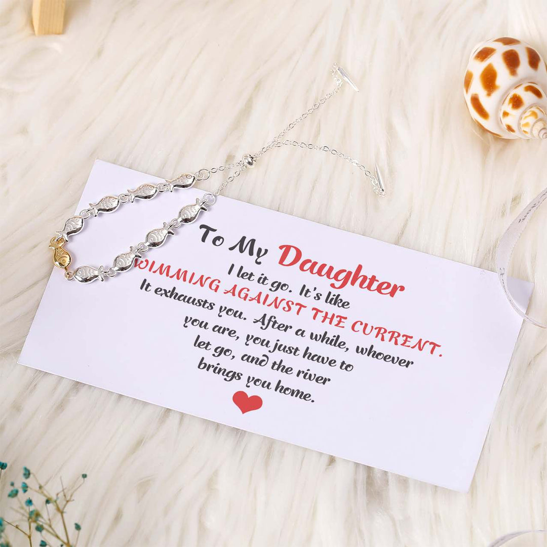 To My Daughter "SWIMMING AGAINST THE CURRENT" Small Fish Bracelet - SARAH'S WHISPER