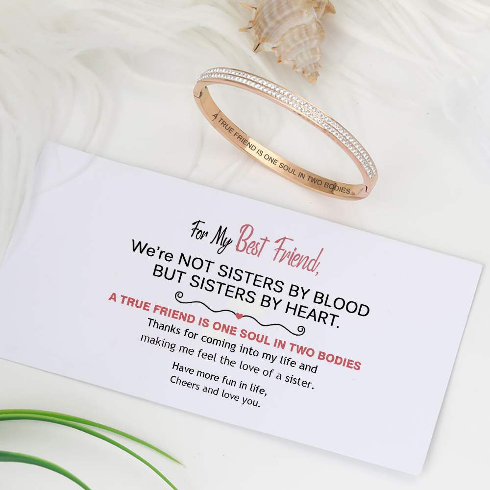 For My Best Friend "A TRUE FRIEND IS ONE SOUL IN TWO BODIES" Full Diamond Bracelet [💞Bracelet +💌 Gift Card + 🎁 Gift Box + 💐 Gift Bouquet] - SARAH'S WHISPER
