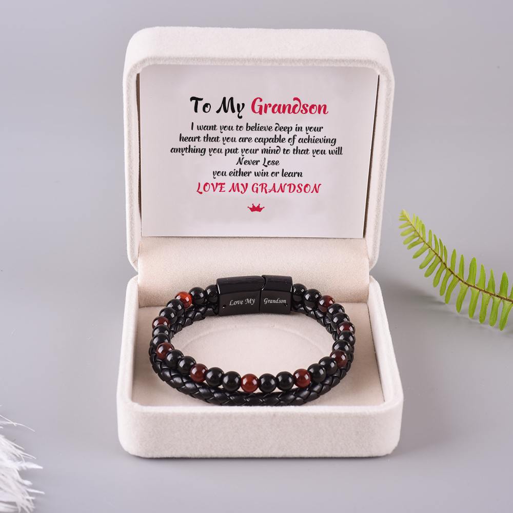 To My Grandson "Love My Grandson" Men's Bracelet - SARAH'S WHISPER