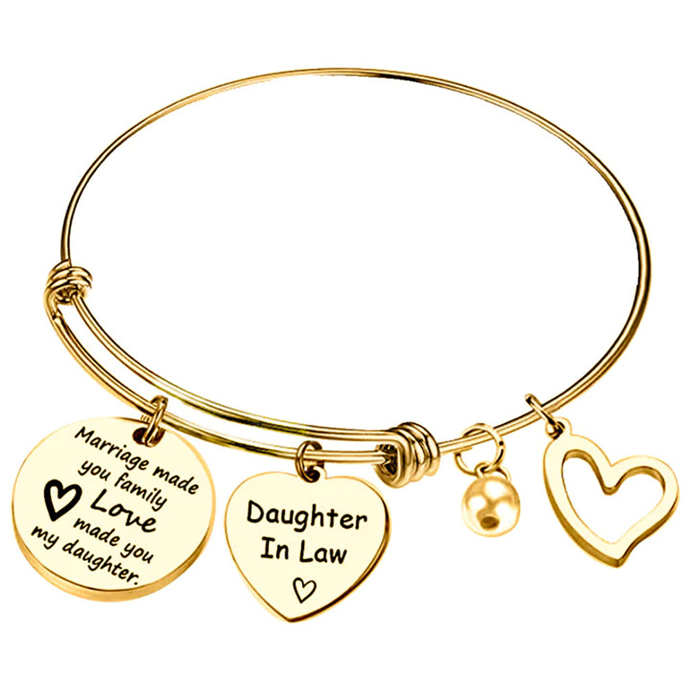 To My Daughter In Law "MARRIAGE MADE YOU FAMILY LOVE MADE YOU MY DAUGHTER" Daughter In Law Heart Bracelet