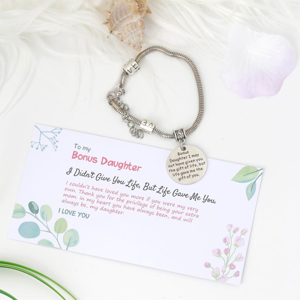 [CUSTOM NAME] To My Daughter-in-law "I MAY NOT HAVE GIVEN YOU THE GIFT OF LIFE. BUT LIFE GAVE ME THE GIFT OF YOU" Bracelet [💞 Bracelet +💌 Gift Card + 🎁 Gift Box + 💐 Gift Bouquet] - SARAH'S WHISPER