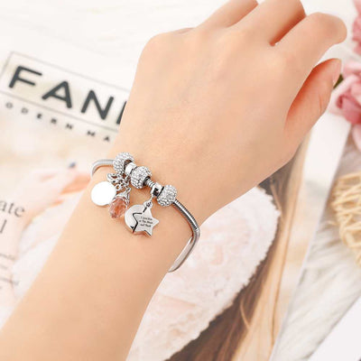 [Custom Name] To My GRANDDAUGHTER"I love you to the moon and back" Bracelet [💞Bracelet +💌 Gift Card - SARAH'S WHISPER