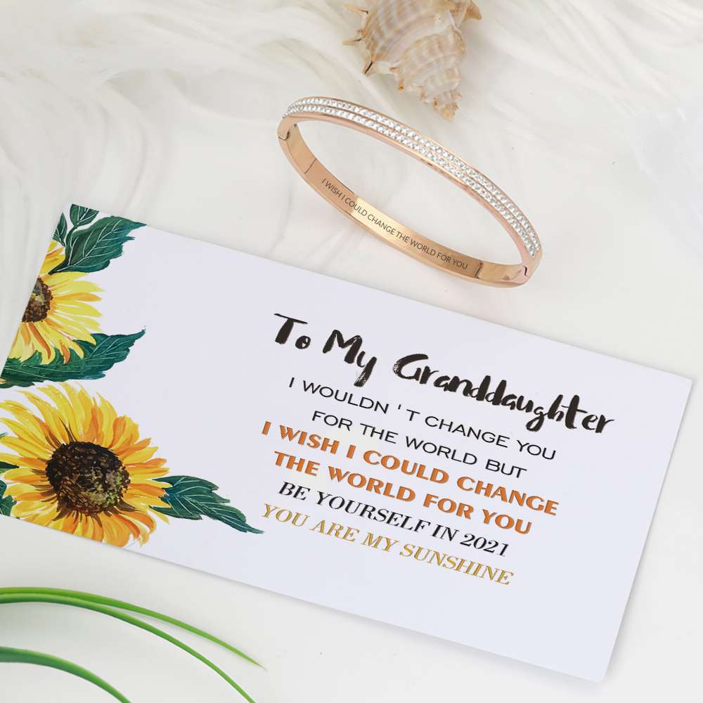 To My Granddaughter" I WISH I COULD CHANGE THE WORLD FOR YOU" Full Diamond Bracelet[💞 Bracelet +💌 Gift Card + 🎁 Gift Box + 💐 Gift Bouquet] - SARAH'S WHISPER