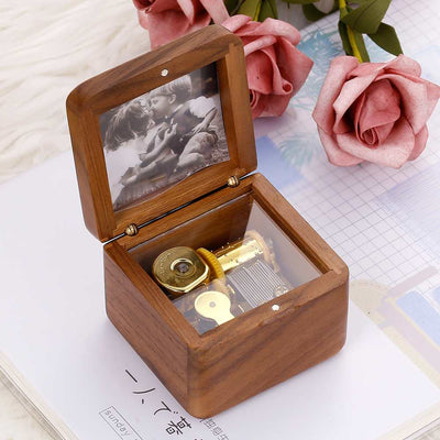 [Optional Address And Upload Photo] To My GRANDDAUGHTER "The love between a [Grandma] and Granddaughter is forever" Wooden Music Box [💞 Music Box +💌 Gift Card + 🎁 Gift Box + 💐 Gift Bouquet] - SARAH'S WHISPER