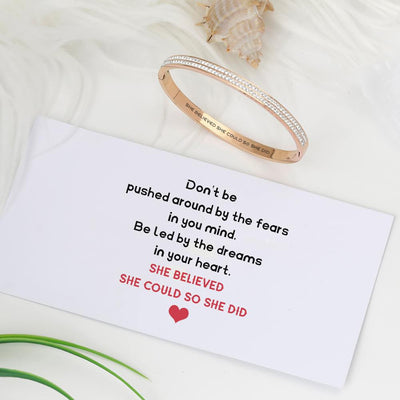 "SHE BELIEVED SHE COULD SO SHE DID" Full Diamond Bracelet - SARAH'S WHISPER