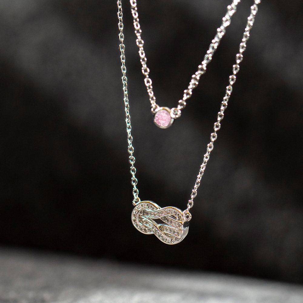 [Custom Birthstone] To My Granddaughter "I will be with you." Infinity Stone Necklace