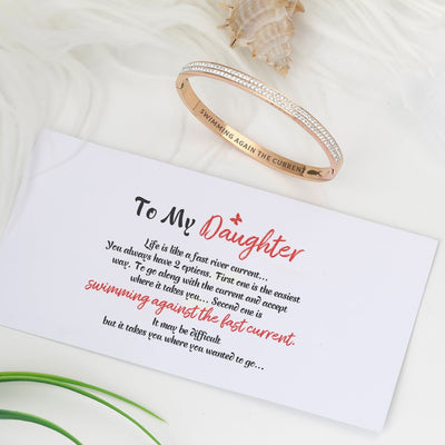 To My Daughter " SWIMMING AGAIN THE CURRENT🐟" Full Diamond Bracelet [💞 Bracelet +💌 Gift Card + 🎁 Gift Bag + 💐 Gift Bouquet] - SARAH'S WHISPER
