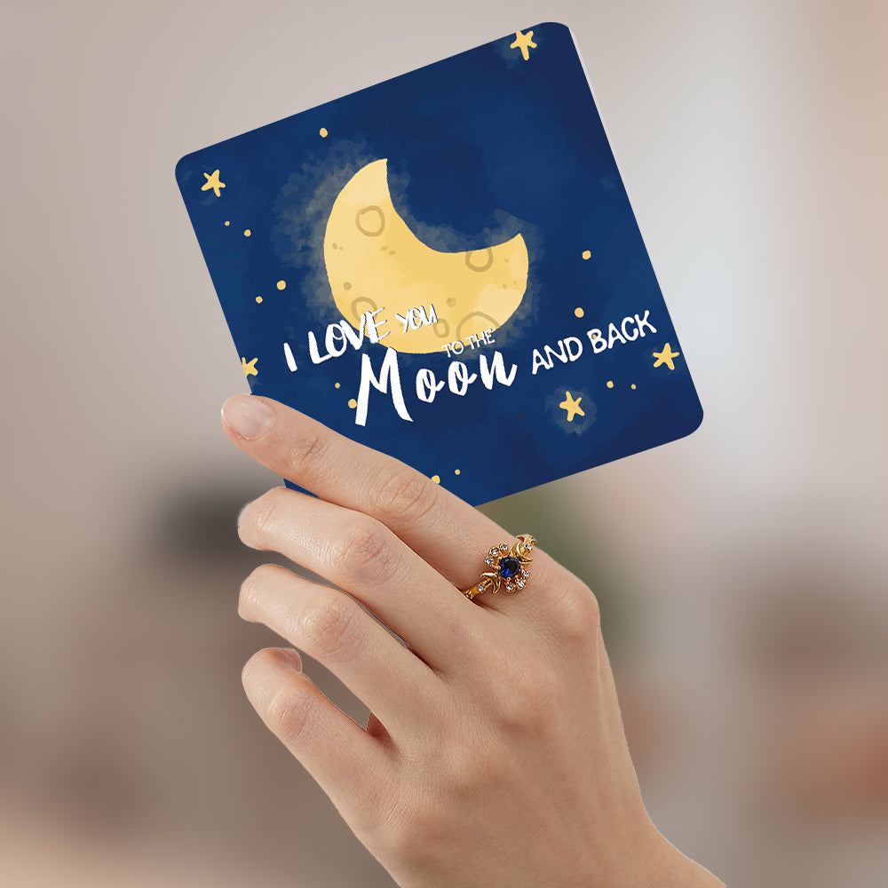 "I Love You to The Moon and Back" Moon & Star Ring [💞 Ring +💌 Gift Card + 🎁 Gift Bag + 💐 Gift Bouquet] - SARAH'S WHISPER