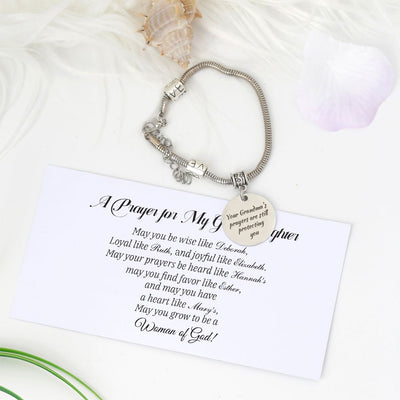 [Custom Name And Optional Address] To My GRANDDAUGHTER "Your [Grandma]'s prayers are still protecting you" Bracelet [💞 Bracelet +💌 Gift Card + 🎁 Gift Box + 💐 Gift Bouquet] - SARAH'S WHISPER