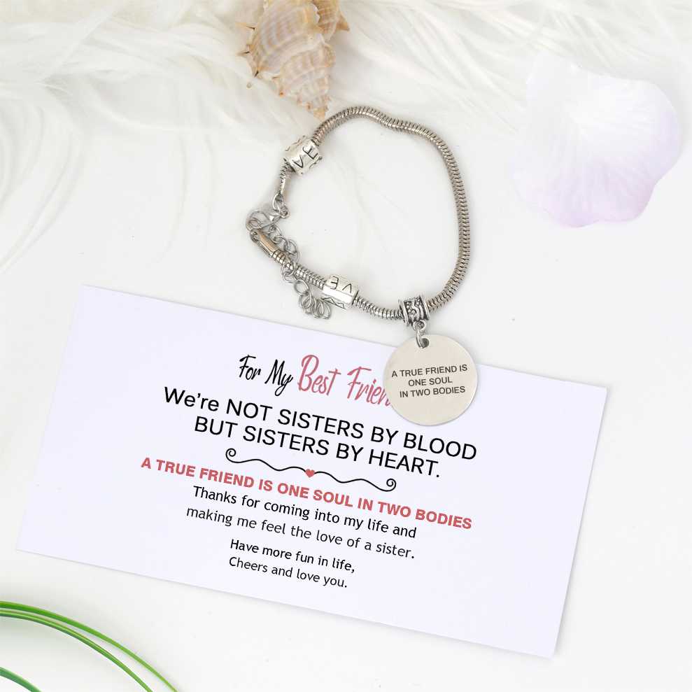 [Custom Names] For My Best Friend "A TRUE FRIEND IS ONE SOUL IN TWO BODIES" Bracelet [💞Bracelet +💌 Gift Card + 🎁 Gift Box + 💐 Gift Bouquet] - SARAH'S WHISPER