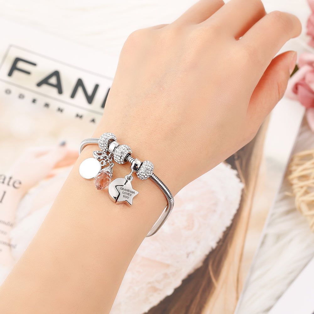 [Optional Address And Custom Name] To My GRANDDAUGHTER"[GRANDMA] LOVES YOU" Bracelet [💞Bracelet +💌 Gift Card + 🎁 Gift Box + 💐 Gift Bouquet] - SARAH'S WHISPER