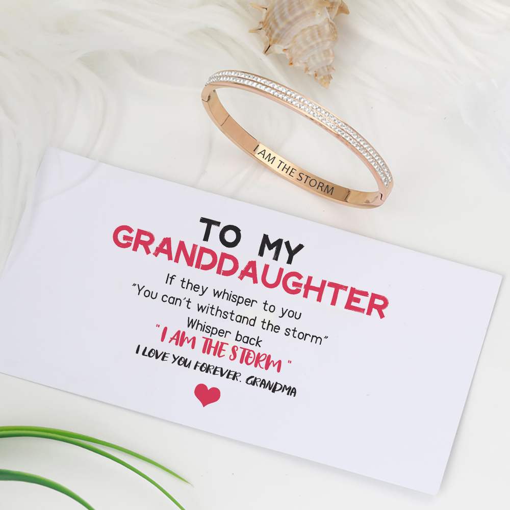 To My Granddaughter "I AM THE STORM" Full Diamond Bracelet [💞 Bracelet +💌 Gift Card + 🎁 Gift Box + 💐 Gift Bouquet] - SARAH'S WHISPER