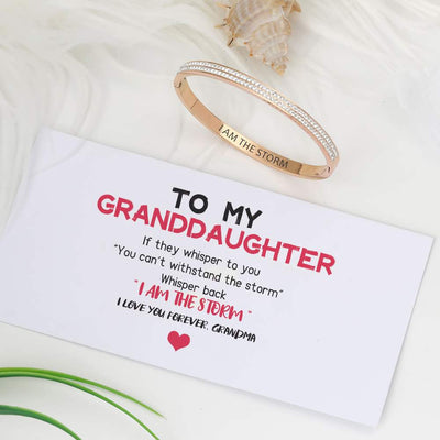 To My Granddaughter "I AM THE STORM" Full Diamond Bracelet [💞 Bracelet +💌 Gift Card + 🎁 Gift Box + 💐 Gift Bouquet] - SARAH'S WHISPER
