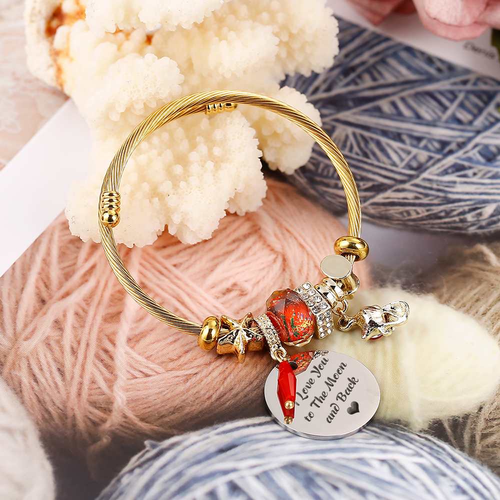 [Custom Name] To My Daughter "I Love You To The Moon And Back" Fox Bracelet [🦊Bracelet +💌 Gift Card + 🎁 Gift Box + 💐 Gift Bouquet] - SARAH'S WHISPER