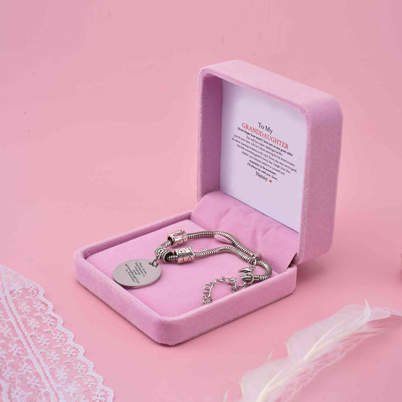 To My GRANDDAUGHTER "The love between a Nanny and Granddaughter is forever" Bracelet - From Nanny - SARAH'S WHISPER