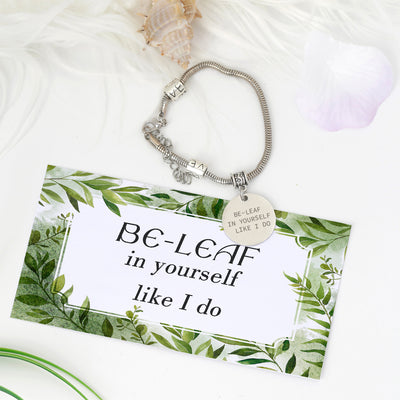 [Custom Name] "BE-LEAF in yourself like I do" BRACELET [💞 BRACELET +💌 GIFT CARD + 🎁 GIFT BAG + 💐 GIFT BOUQUET] - SARAH'S WHISPER