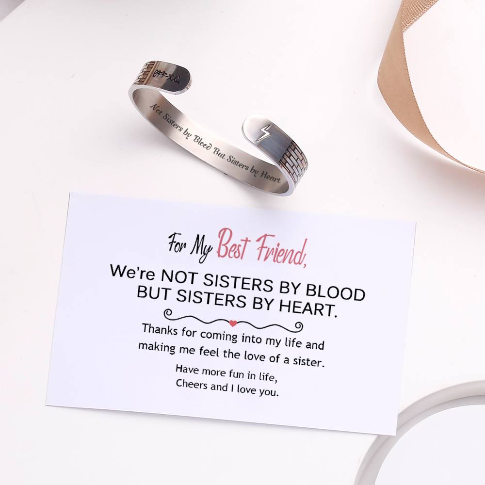 For My Best Friend "Not Sisters by Blood But Sisters by Heart" Bracelet [💞 Bracelet +💌 Gift Card + 🎁 Gift Box + 💐 Gift Bouquet] - SARAH'S WHISPER