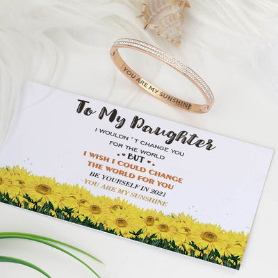 To My Daughter "YOU ARE MY SUNSHINE" Full Diamond Bracelet [💞 Bracelet +💌 Gift Card + 🎁 Gift Bag + 💐 Gift Bouquet] - SARAH'S WHISPER