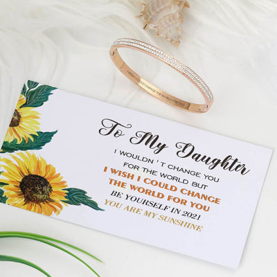 To My Daughter "I WISH COULD CHANGE THE WORLD FOR YOU" Full Diamond Bracelet [💞 Bracelet +💌 Gift Card + 🎁 Gift Box + 💐 Gift Bouquet] - SARAH'S WHISPER