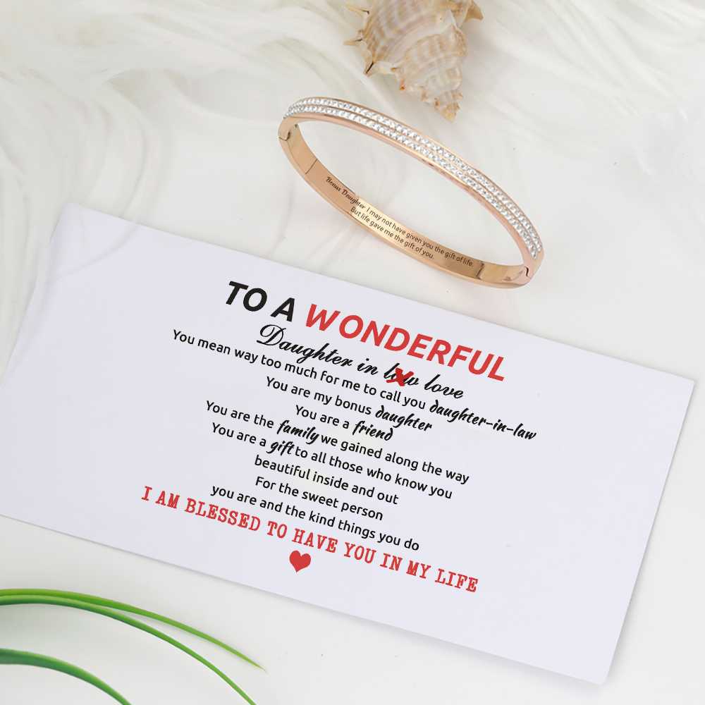 To My Daughter-in-law "BONUS DAUGHTER, I MAY NOT HAVE GIVEN YOU THE GIFT OF LIFE. BUT LIFE GAVE ME THE GIFT OF YOU" Bracelet [💞 Bracelet +💌 Gift Card + 🎁 Gift Box + 💐 Gift Bouquet] - SARAH'S WHISPER