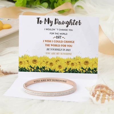 To My Daughter "YOU ARE MY SUNSHINE" Full Diamond Bracelet [💞 Bracelet +💌 Gift Card + 🎁 Gift Bag + 💐 Gift Bouquet] - SARAH'S WHISPER