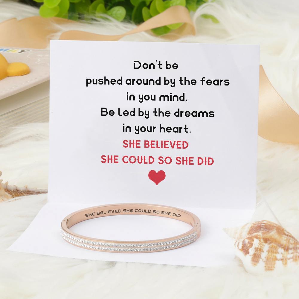 "SHE BELIEVED SHE COULD SO SHE DID" Full Diamond Bracelet - SARAH'S WHISPER