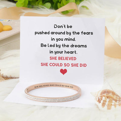 "SHE BELIEVED SHE COULD SO SHE DID" Full Diamond Bracelet - SARAH'S WHISPER