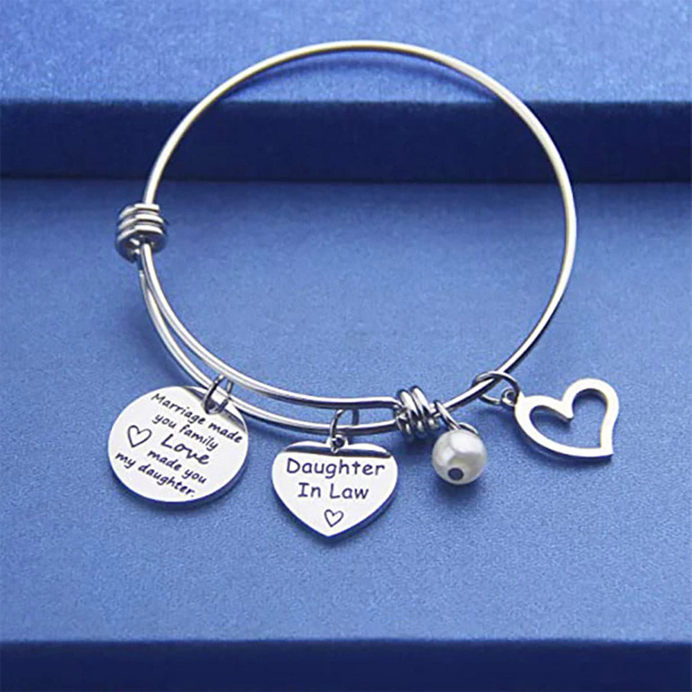 To My Daughter In Law "Welcome to the family" Daughter In Law Heart Bracelet