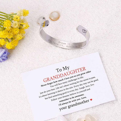 To My Granddaughter "Dream it. Believe it. Achieve it." Double Heart Bracelet - SARAH'S WHISPER