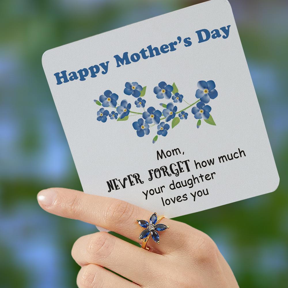 To My Mom "Mom, never forget how much your daughter loves you" Forget-Me-Not Flower Ring [💞 Ring +💌 Gift Card + 🎁 Gift Bag + 💐 Gift Bouquet] - SARAH'S WHISPER