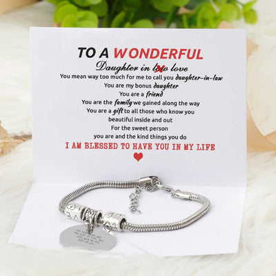 [CUSTOM NAME] To My Daughter-in-law "I MAY NOT HAVE GIVEN YOU THE GIFT OF LIFE. BUT LIFE GAVE ME THE GIFT OF YOU" Bracelet [💞 Bracelet +💌 Gift Card + 🎁 Gift Box + 💐 Gift Bouquet] - SARAH'S WHISPER