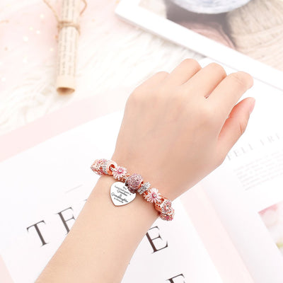 [Custom Name And Optional Address] To My GRANDDAUGHTER "The love between a [grandma] and granddaughter is forever" Lucky Flower Bracelet [💞 Bracelet +💌 Gift Card + 🎁 Gift Bag + 💐 Gift Bouquet] - SARAH'S WHISPER