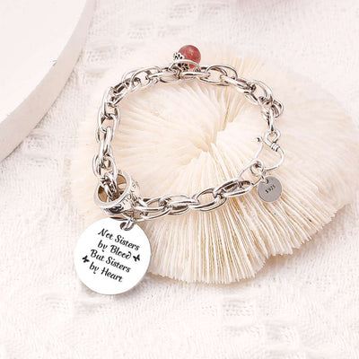 [Custom Names] For My Best Friend "Not Sisters by Blood But Sisters by Heart" Bracelet [💞 Bracelet +💌 Gift Card + 🎁 Gift Bag + 💐 Gift Bouquet] - SARAH'S WHISPER