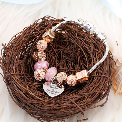 [Custom Name And Optional Address] To My GRANDDAUGHTER "The love between a [grandma] and granddaughter is forever" Flower Bracelet [💞 Bracelet +💌 Gift Card + 🎁 Gift Bag + 💐 Gift Bouquet] - SARAH'S WHISPER