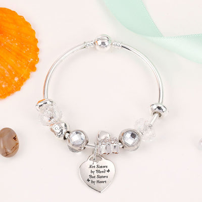 [Custom Names] For My Best Friend "Not Sisters by Blood But Sisters by Heart" Bracelet [💞 Bracelet +💌 Gift Card + 🎁 Gift Box + 💐 Gift Bouquet] - SARAH'S WHISPER