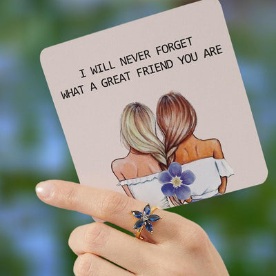 To My Friend "I will never forget what a great friend you are" Forget-Me-Not Flower Ring [💞 Ring +💌 Gift Card + 🎁 Gift Bag + 💐 Gift Bouquet] - SARAH'S WHISPER