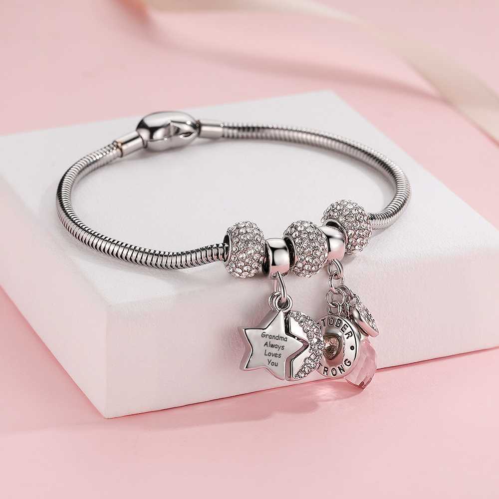 [Optional Address And Optional Birthstone] To My Granddaughter "[Grandma] Always Loves You! " Lucky Stone Bracelet [💞 Bracelet +💌 Gift Card + 🎁 Gift Box + 💐 Gift Bouquet] - SARAH'S WHISPER