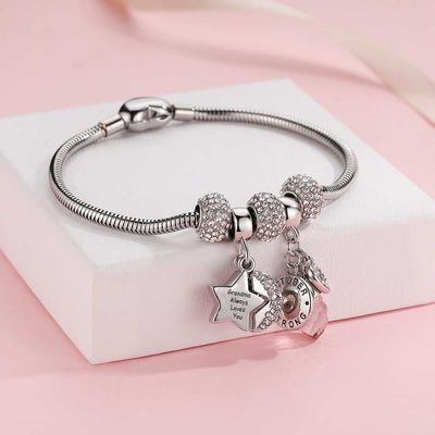 [Optional Address And Optional Birthstone] To My Granddaughter "[Grandma] Always Loves You! " Lucky Stone Bracelet [💞 Bracelet +💌 Gift Card + 🎁 Gift Box + 💐 Gift Bouquet] - SARAH'S WHISPER