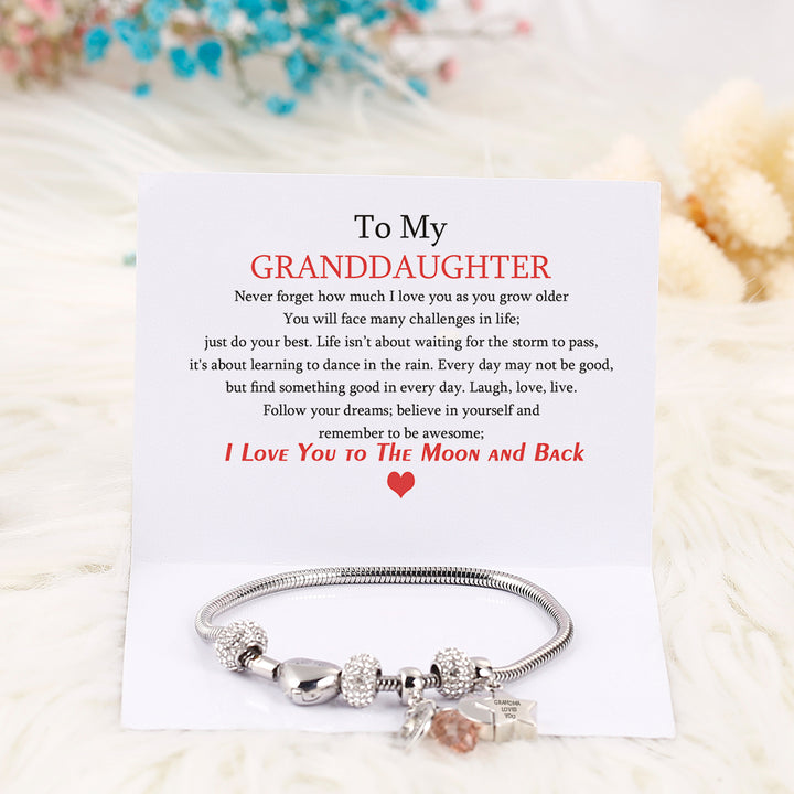 [Optional Address And Custom Name] To My GRANDDAUGHTER"[GRANDMA] LOVES YOU" Bracelet [💞Bracelet +💌 Gift Card + 🎁 Gift Box + 💐 Gift Bouquet] - SARAH'S WHISPER
