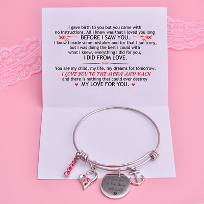 [Custom Name] To My Daughter "I Love You to The Moon and Back" Bracelet [💞 Bracelet +💌 Gift Card + 🎁 Gift Box + 💐 Gift - SARAH'S WHISPER