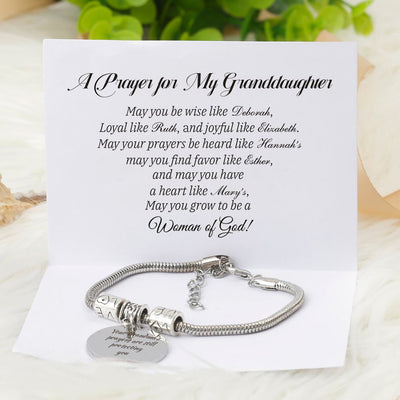 [Custom Name And Optional Address] To My GRANDDAUGHTER "Your [Grandma]'s prayers are still protecting you" Bracelet [💞 Bracelet +💌 Gift Card + 🎁 Gift Box + 💐 Gift Bouquet] - SARAH'S WHISPER