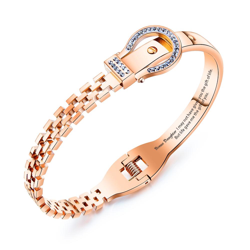 To my Bonus Daughter "Bonus Daughter I may not have given you the gift of life. But life gave me the gift of you" Belt Bracelet [💞 Bracelet +💌 Gift Card + 🎁 Gift Bag + 💐 Gift Bouquet] - SARAH'S WHISPER