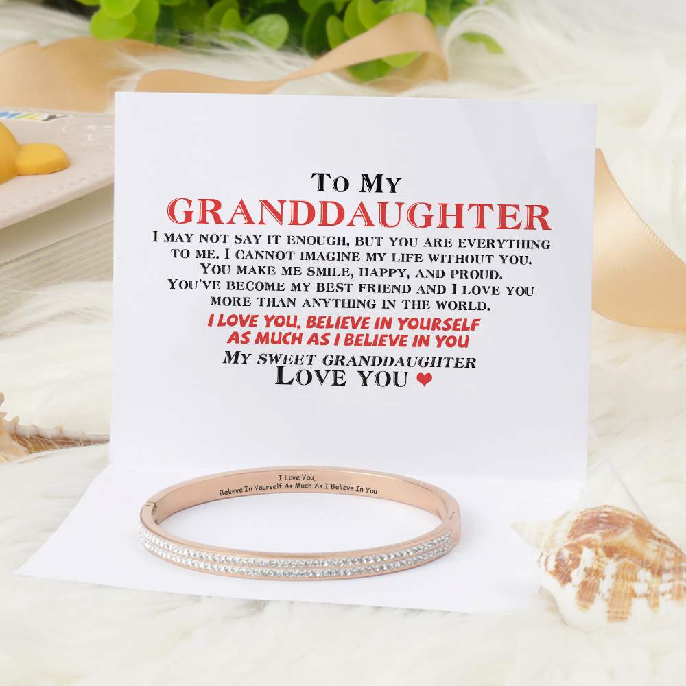 To My GRANDDAUGHTER "I Love You, Believe In Yourself As Much As I Believe In You" Bracelet [💞 Bracelet +💌 Gift Card + 🎁 Gift Box + 💐 Gift Bouquet] - SARAH'S WHISPER