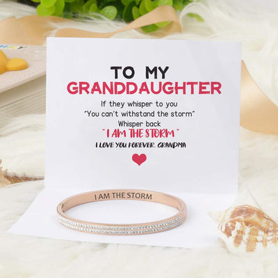 To My Granddaughter "I AM THE STORM" Full Diamond Bracelet [💞 Bracelet +💌 Gift Card + 🎁 Gift Box + 💐 Gift Bouquet] - SARAH'S WHISPER