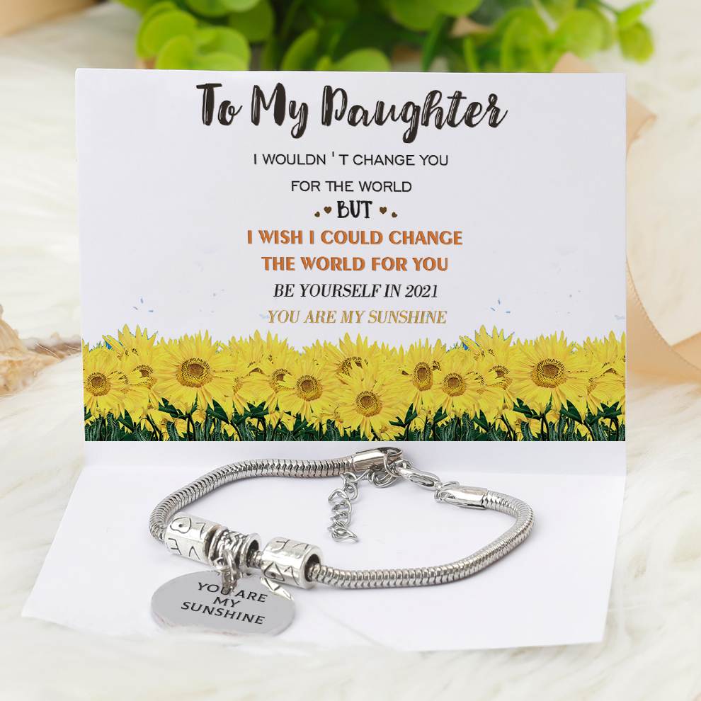 [Custom Name] To My Daughter "YOU ARE MY SUNSHINE" Sunflower Bracelet [💞 Bracelet +💌 Gift Card + 🎁 Gift Bag + 💐 Gift Bouquet] - SARAH'S WHISPER