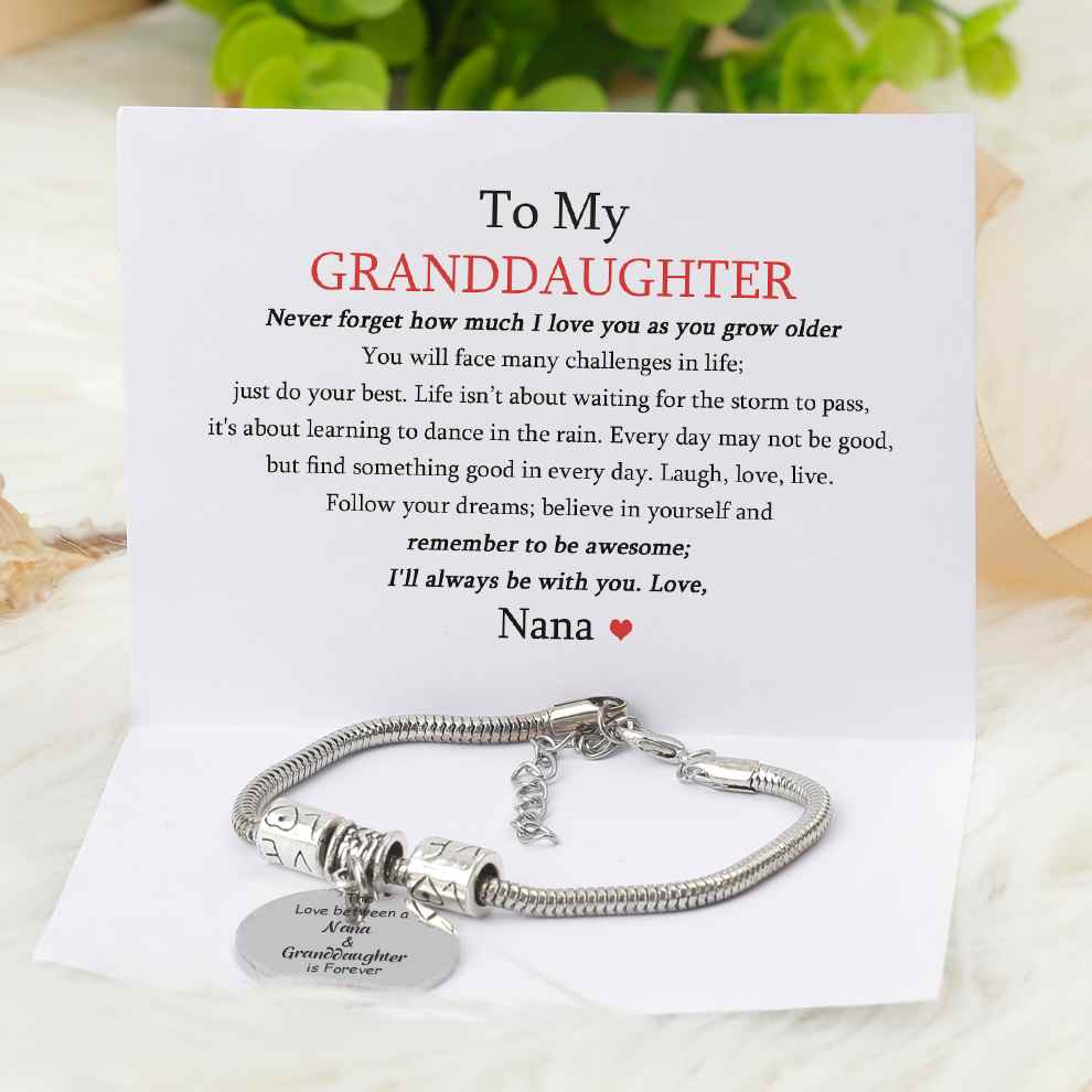 [Custom Name And Optional Address] To My GRANDDAUGHTER "The love between a [Nana] and granddaughter is forever" Bracelet [💞 Bracelet +💌 Gift Card + 🎁 Gift Box + 💐 Gift Bouquet] - SARAH'S WHISPER