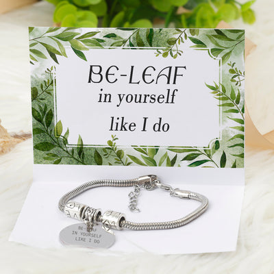 [Custom Name] "BE-LEAF in yourself like I do" BRACELET [💞 BRACELET +💌 GIFT CARD + 🎁 GIFT BAG + 💐 GIFT BOUQUET] - SARAH'S WHISPER