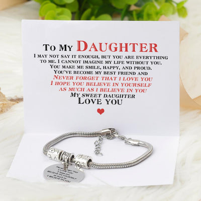 To My Daughter "Never forget that I LOVE YOU I hope you BELIEVE IN YOURSELF as much as I BELIEVE IN YOU" Bracelet - SARAH'S WHISPER