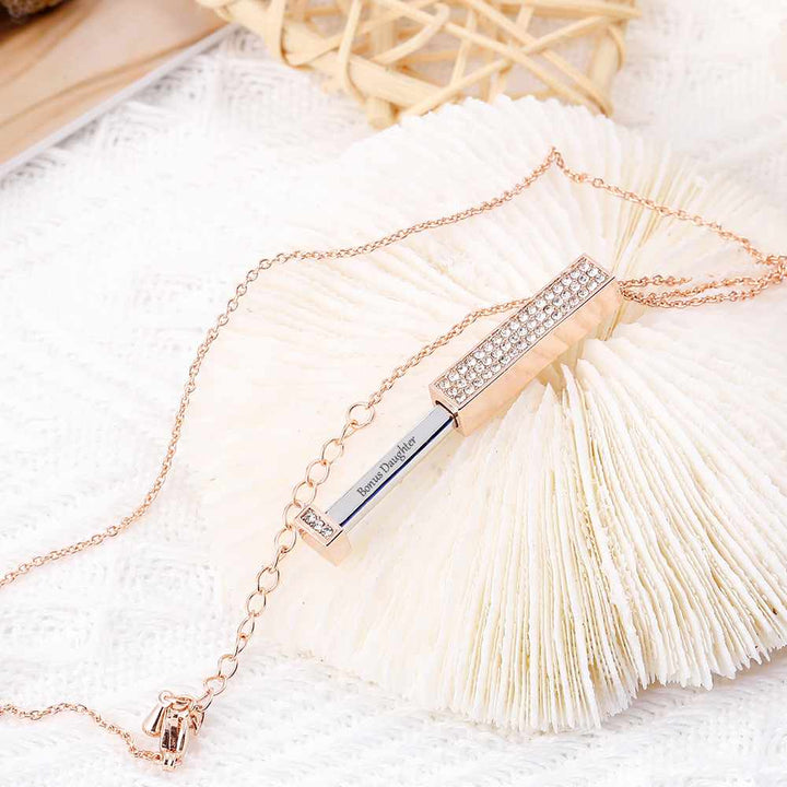 To my Bonus Daughter "Bonus Daughter" Diamond Necklace [💞 Necklace +💌 Gift Card + 🎁 Gift Box + 💐 Gift Bouquet] - SARAH'S WHISPER