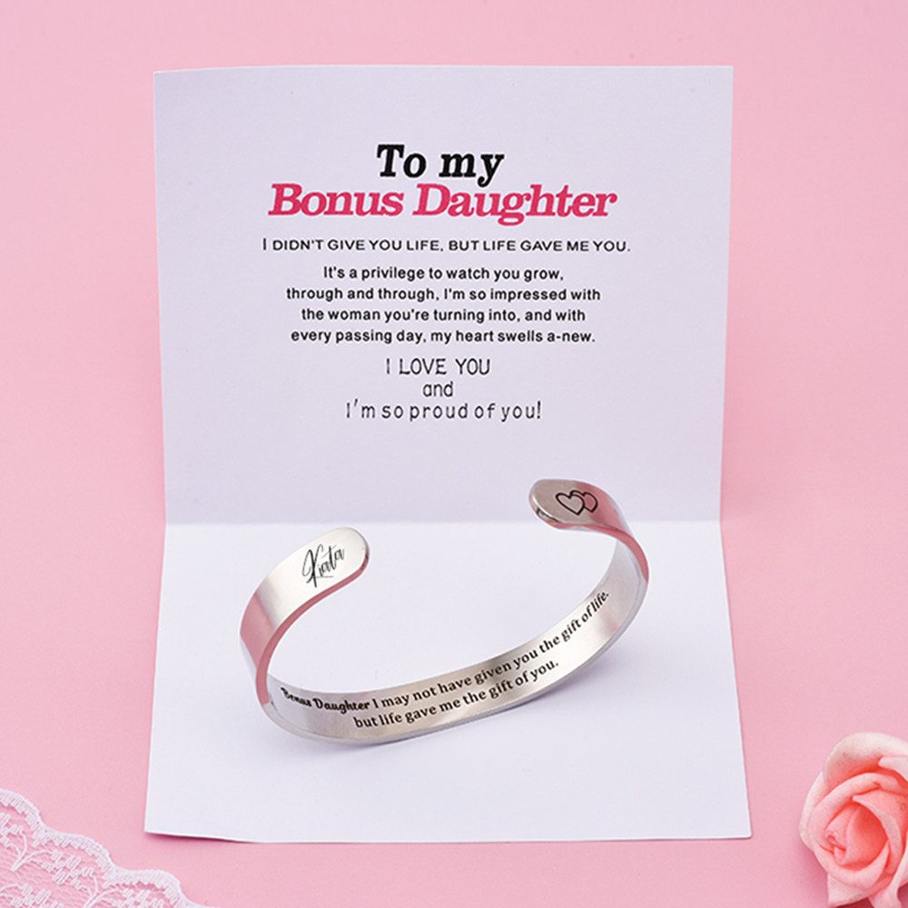 [CUSTOM NAME] To My Bonus Daughter "Bonus Daughter I may not have given you the gift of life. but life gave me the gift of you" Bracelet - SARAH'S WHISPER